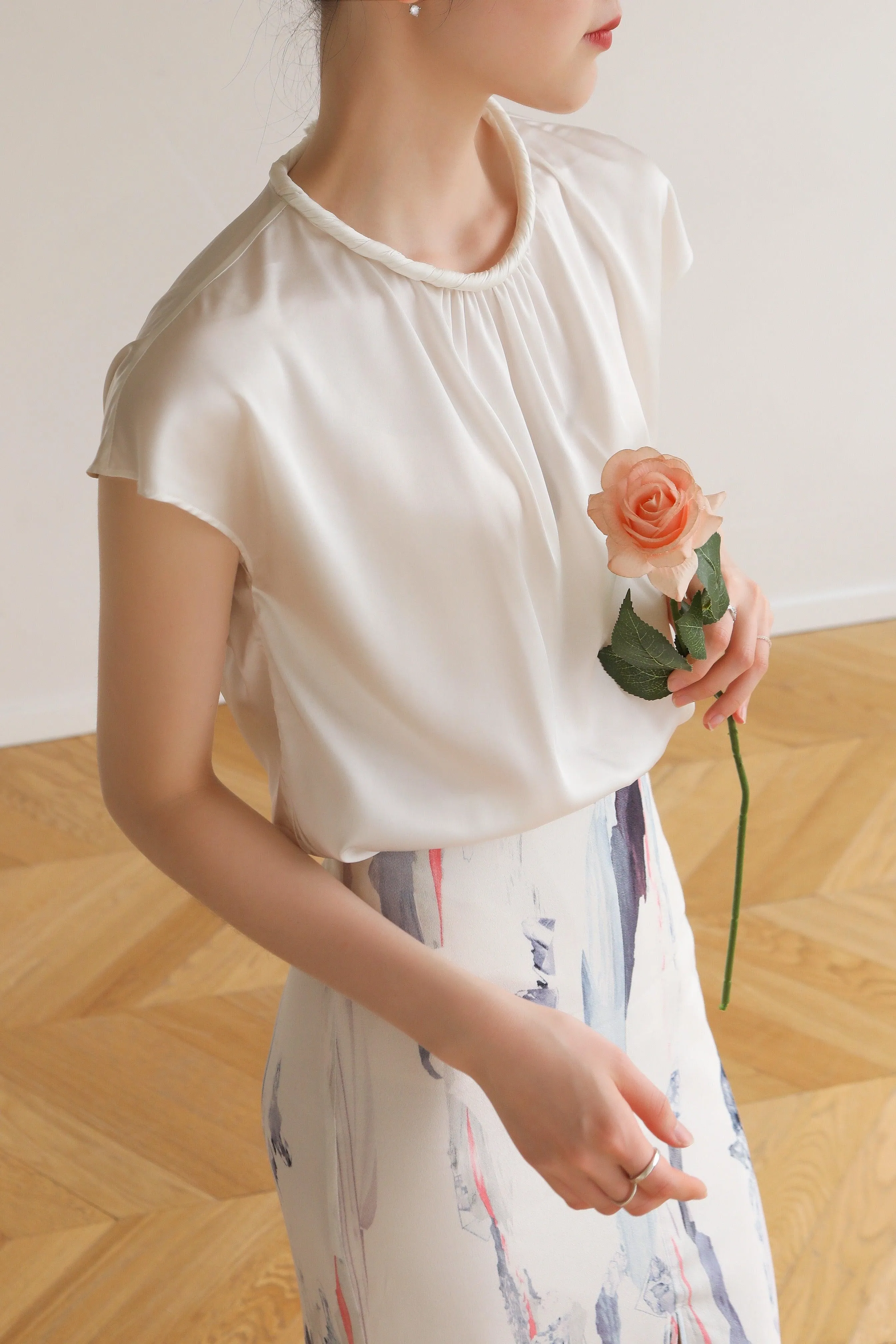 Twirl Acetate Satin Top