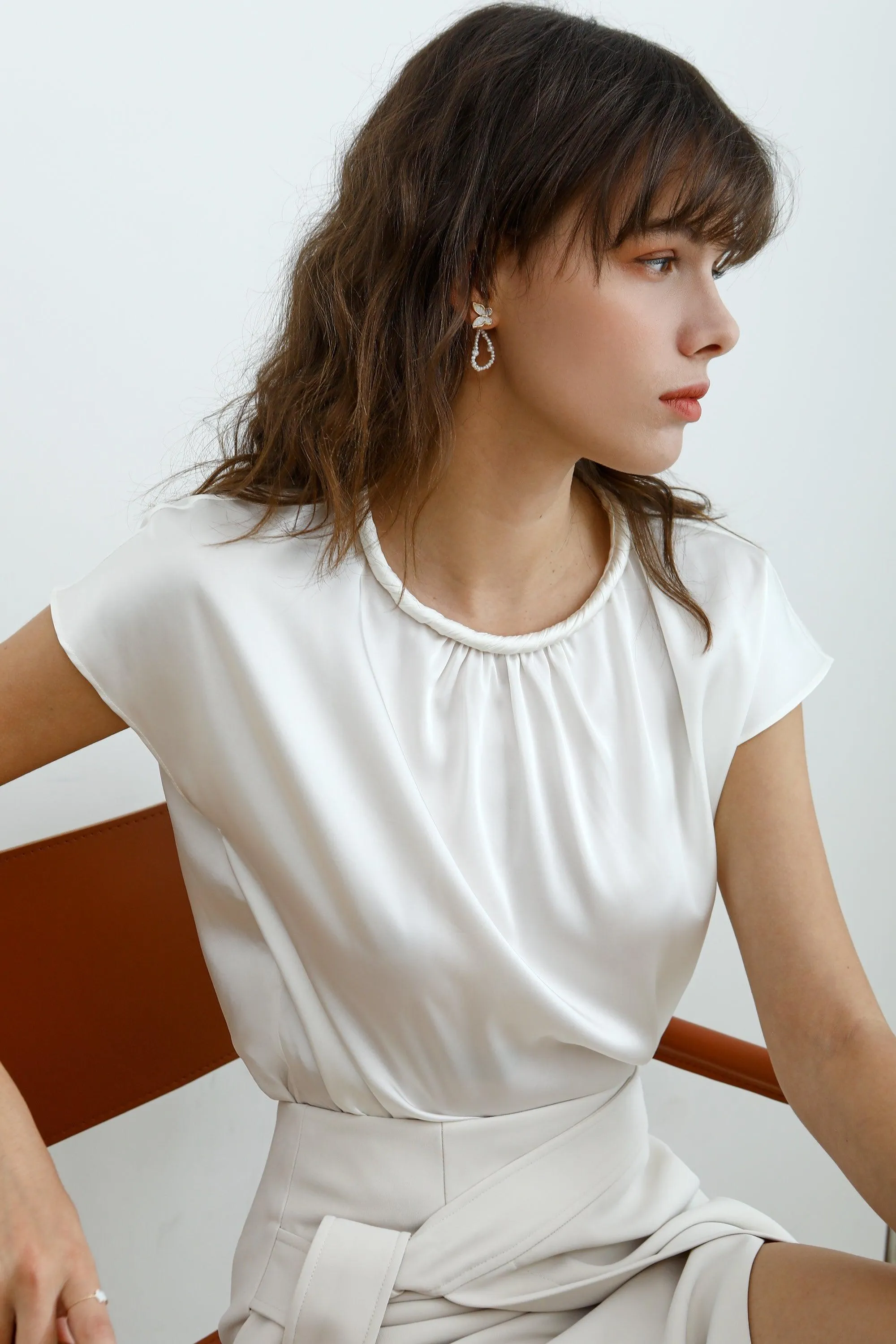 Twirl Acetate Satin Top