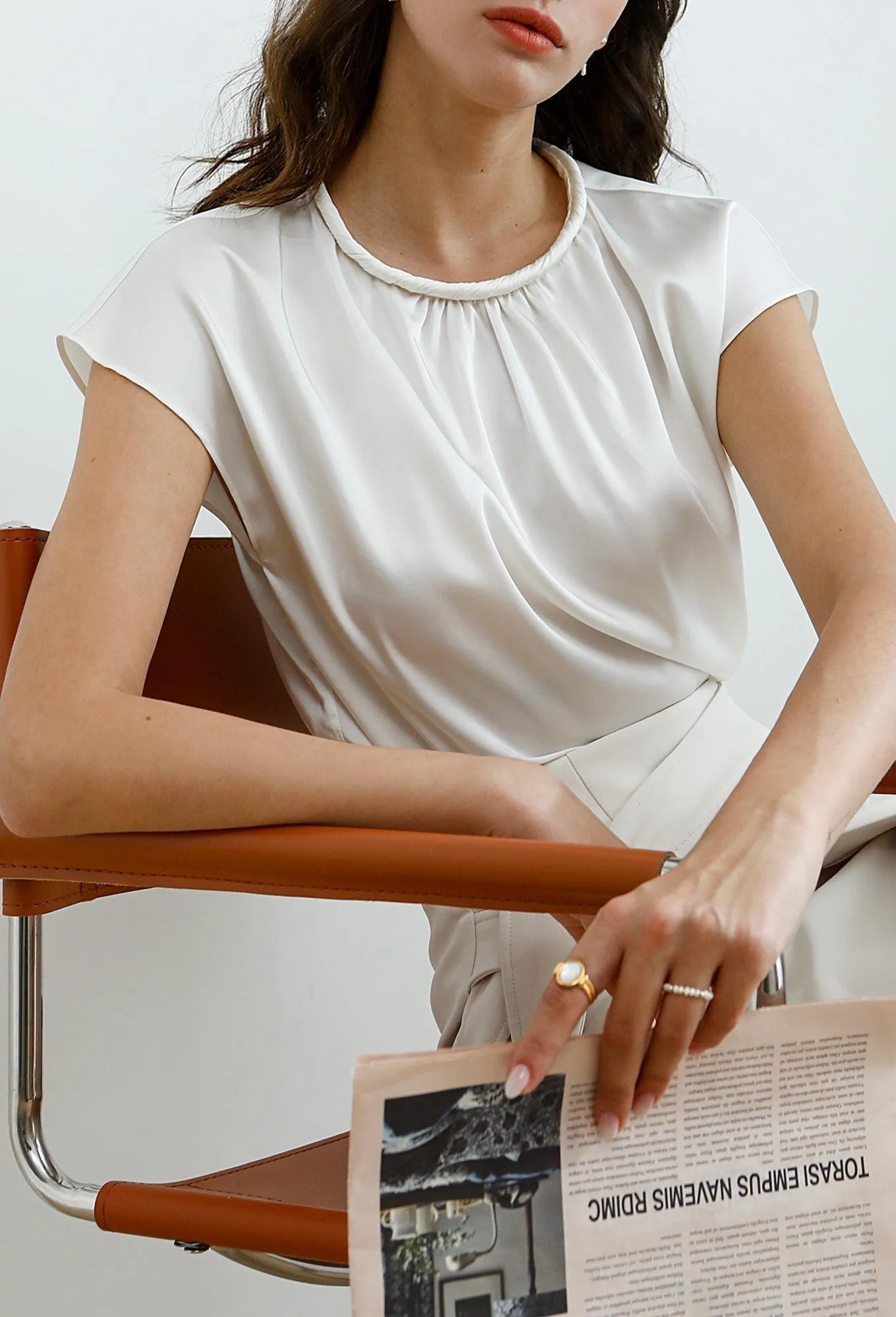 Twirl Acetate Satin Top