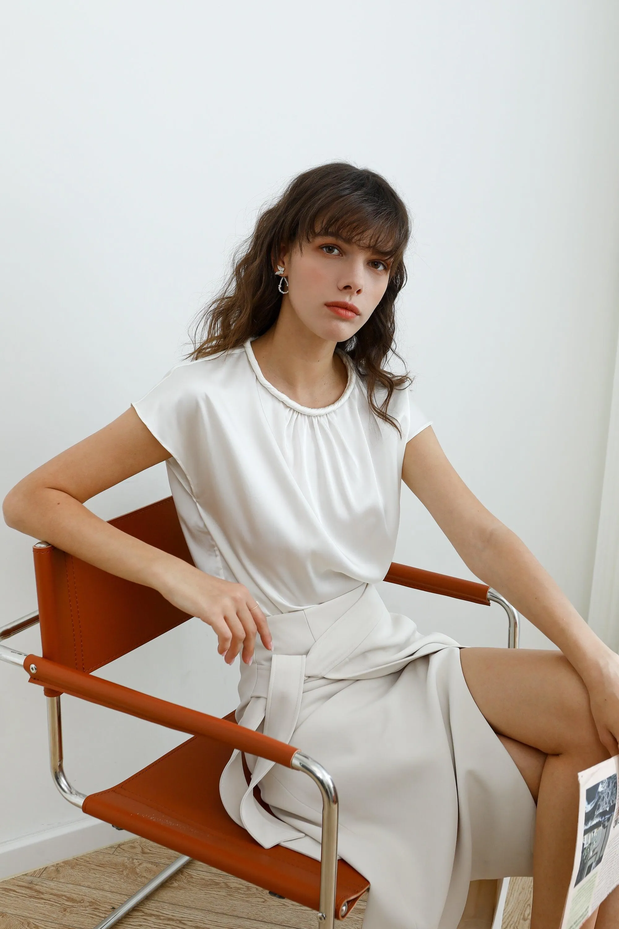 Twirl Acetate Satin Top