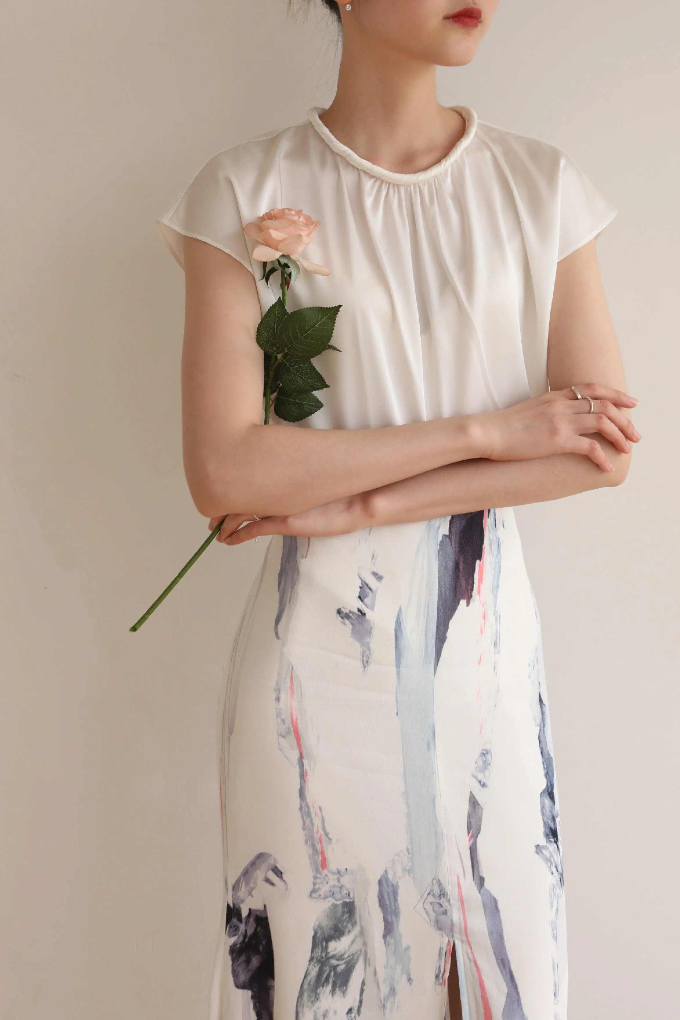 Twirl Acetate Satin Top