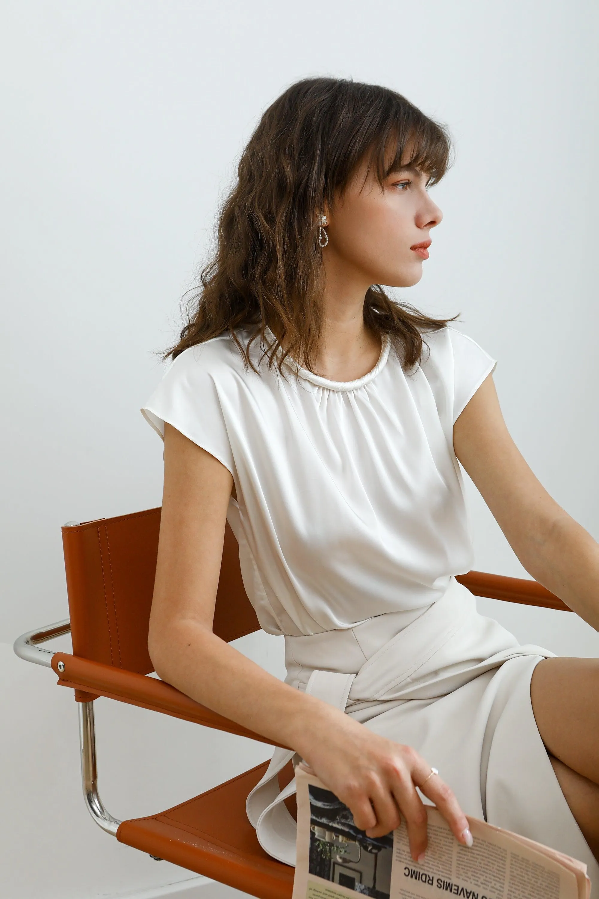 Twirl Acetate Satin Top