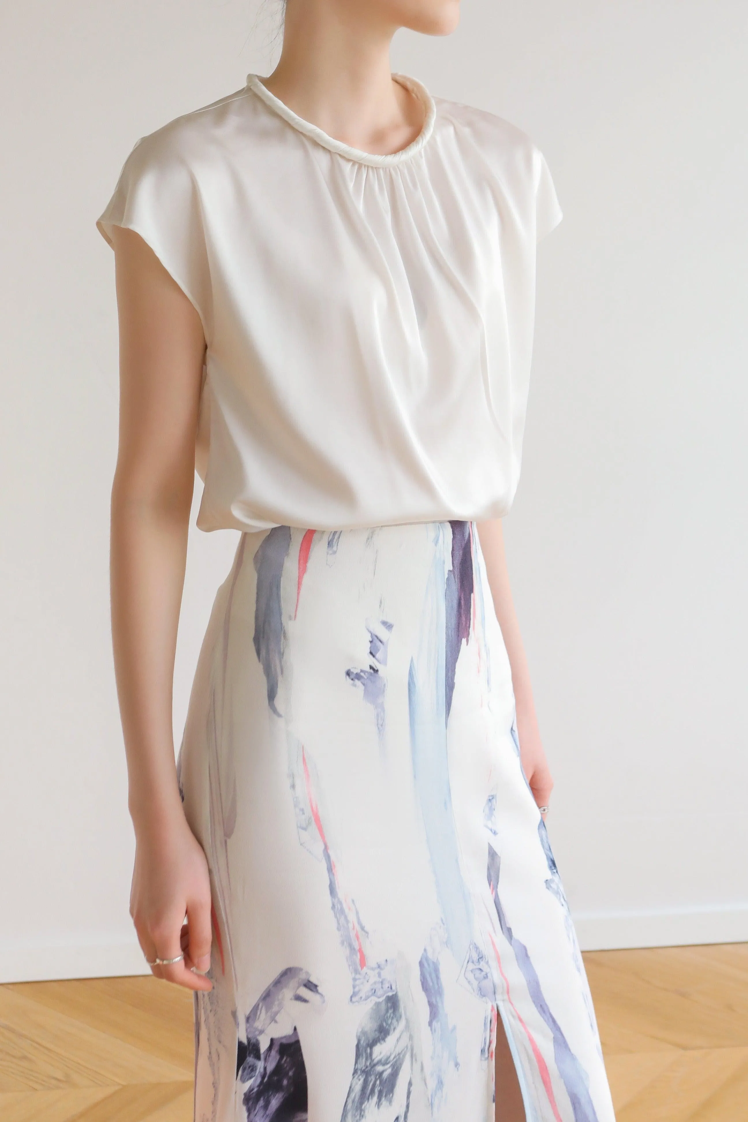 Twirl Acetate Satin Top