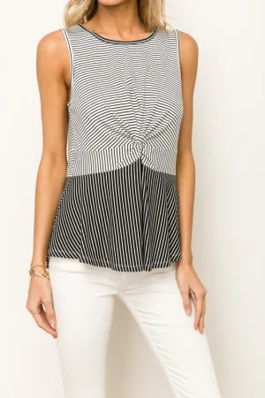 Twist Front Striped Tank