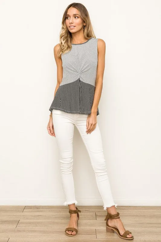 Twist Front Striped Tank