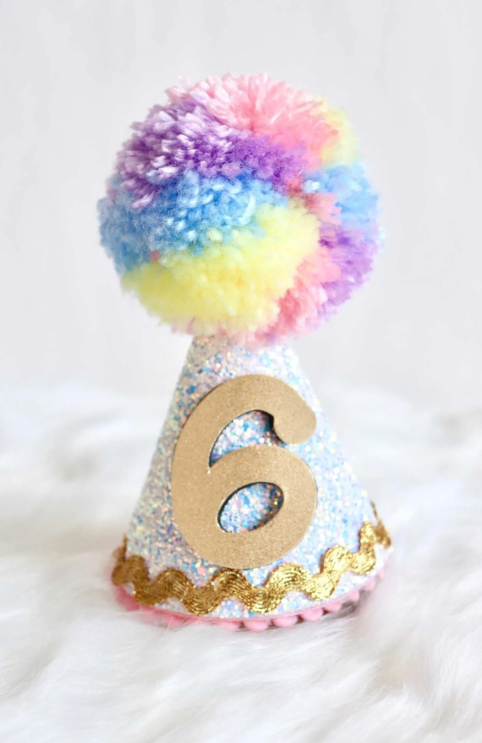 Unicorn Birthday Hat - White - With Age