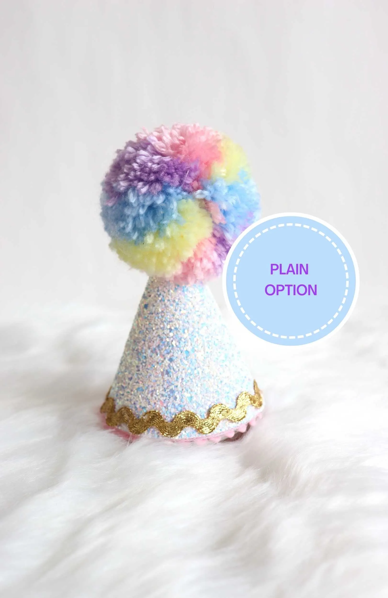 Unicorn Birthday Hat - White - With Age