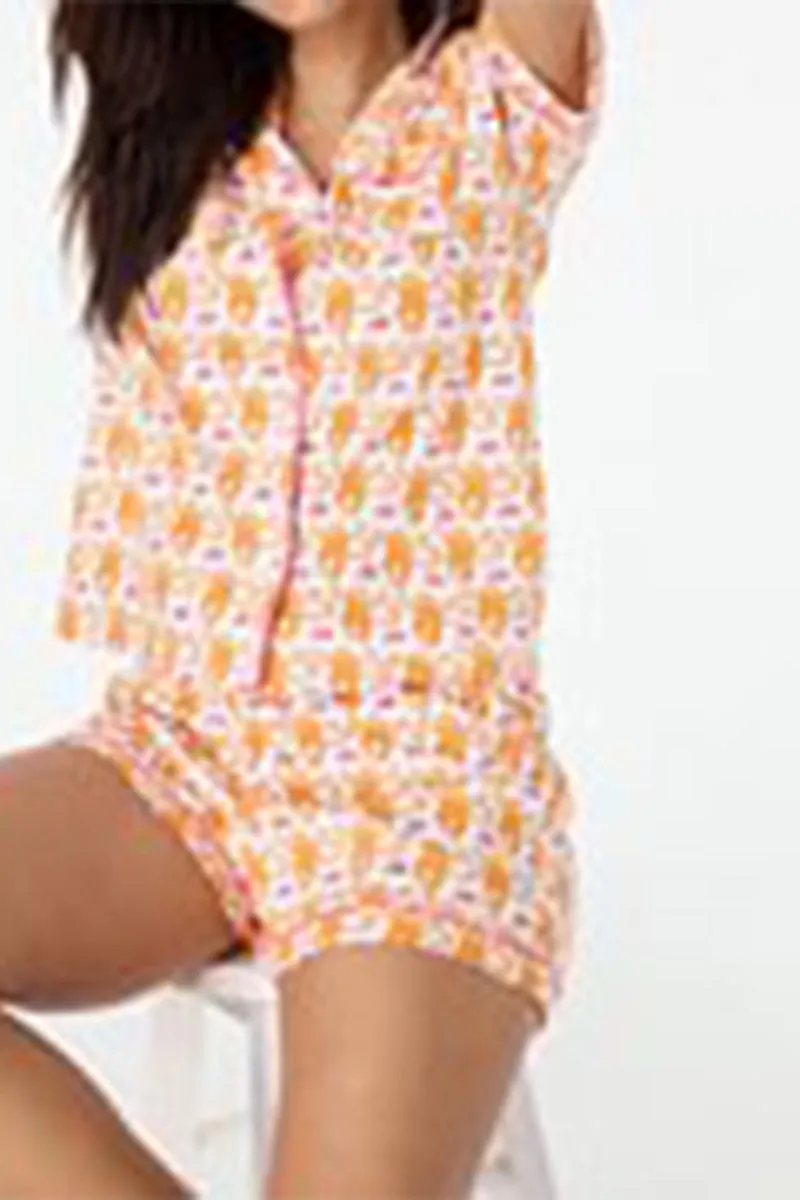 US3333 Graphic Shorts Pjs Set