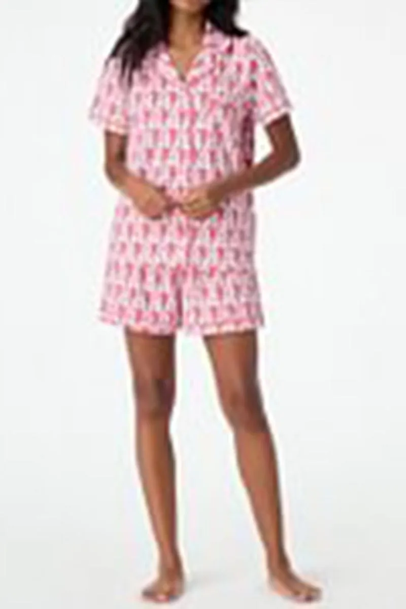 US3333 Graphic Shorts Pjs Set