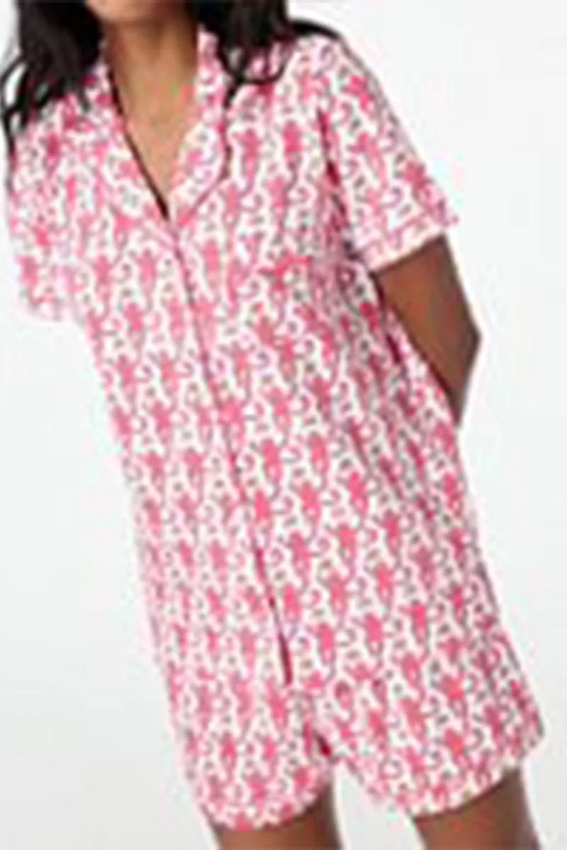 US3333 Graphic Shorts Pjs Set