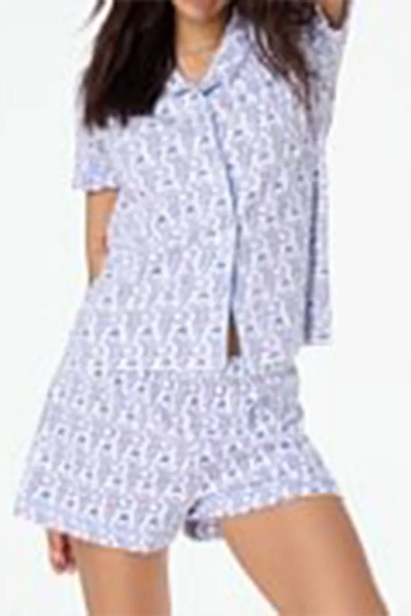 US3333 Graphic Shorts Pjs Set