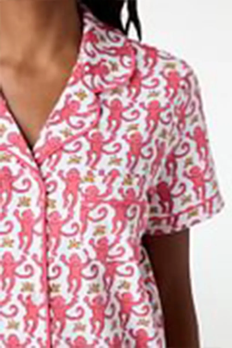 US3333 Graphic Shorts Pjs Set