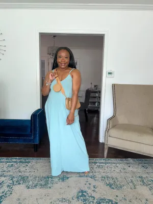 V-neck Maxi Dress- Sky Blue
