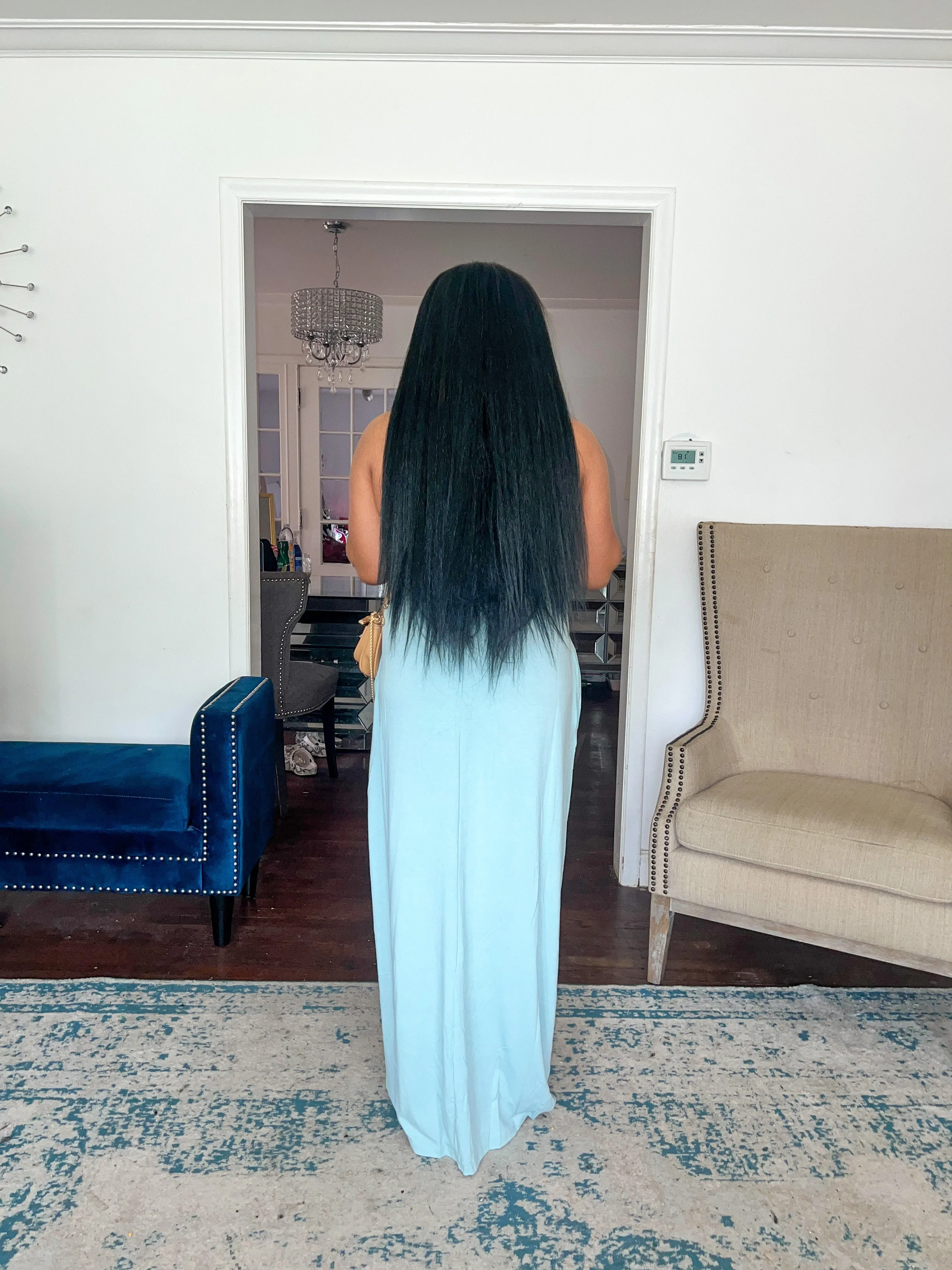 V-neck Maxi Dress- Sky Blue