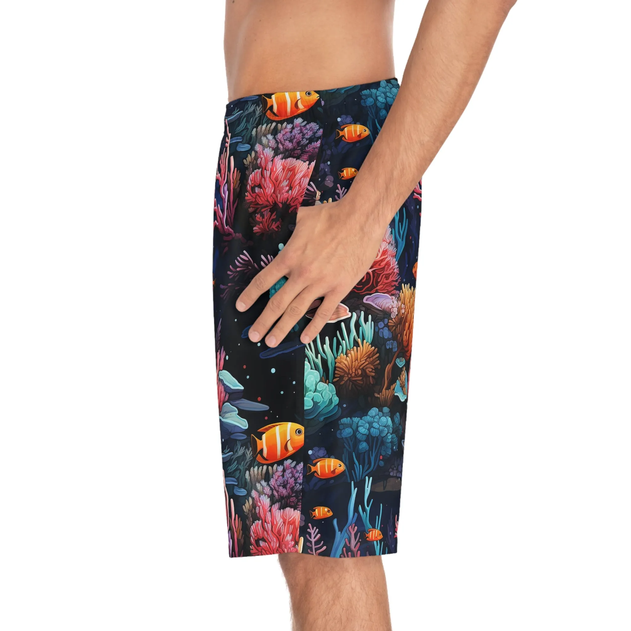 Vibrant Coral Reef Men's Board Shorts - Perfect for Summer Beach Days