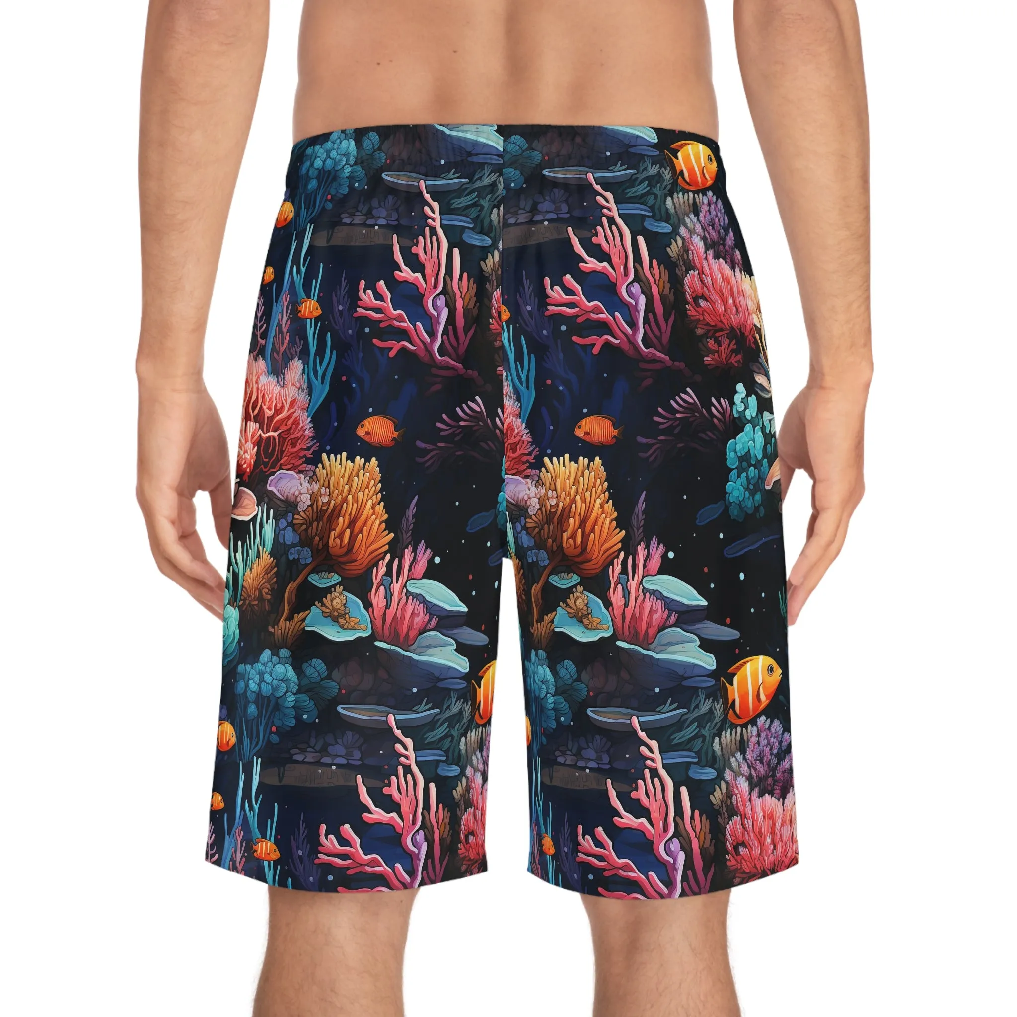 Vibrant Coral Reef Men's Board Shorts - Perfect for Summer Beach Days