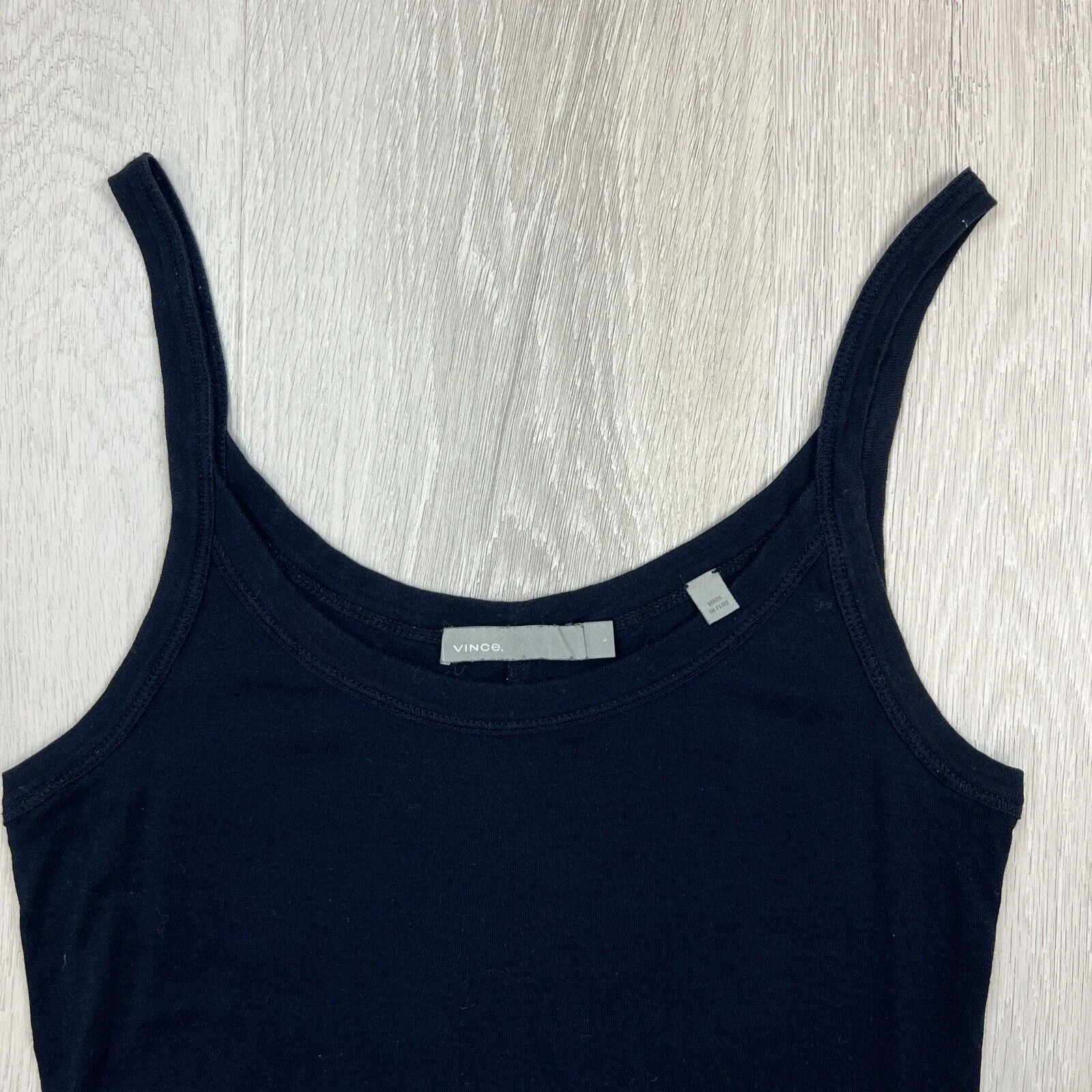 Vince Womens Black Cotton Tank Top Size Large