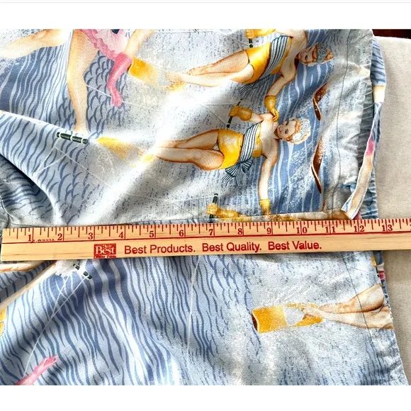 Vintage THE CAT'S PAJAMAS Set with Retro Water Skiers Print - So Fun! - S
