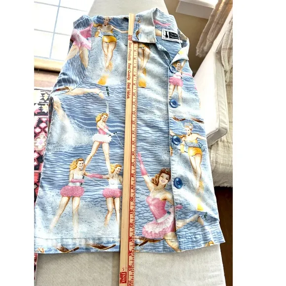 Vintage THE CAT'S PAJAMAS Set with Retro Water Skiers Print - So Fun! - S