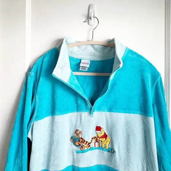 VTG Vintage Winnie The Pooh Disney Maxi Style Long Housecoat Robe Pajama Velour
