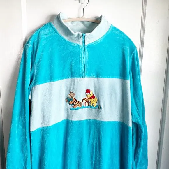 VTG Vintage Winnie The Pooh Disney Maxi Style Long Housecoat Robe Pajama Velour