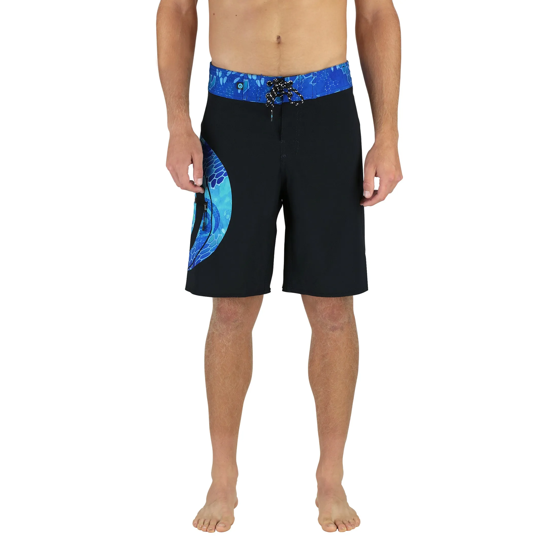 WAVED 20" MEN'S BOARDSHORTS IN BLACK & SEAFOAM