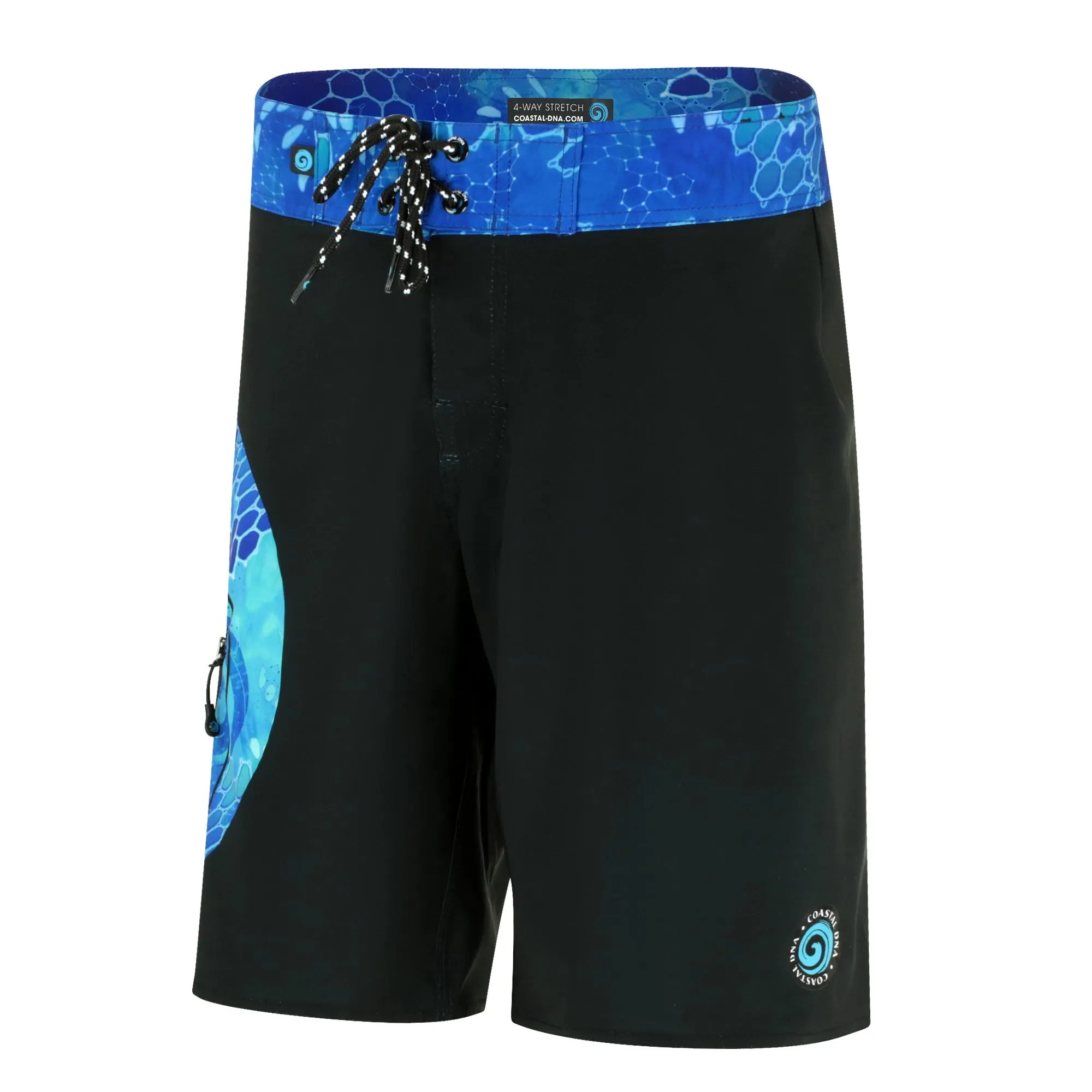 WAVED 20" MEN'S BOARDSHORTS IN BLACK & SEAFOAM