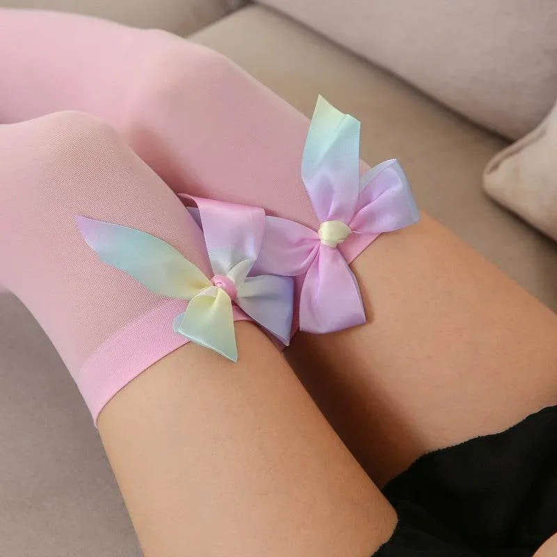 White Bow Knee-high Foot Socks