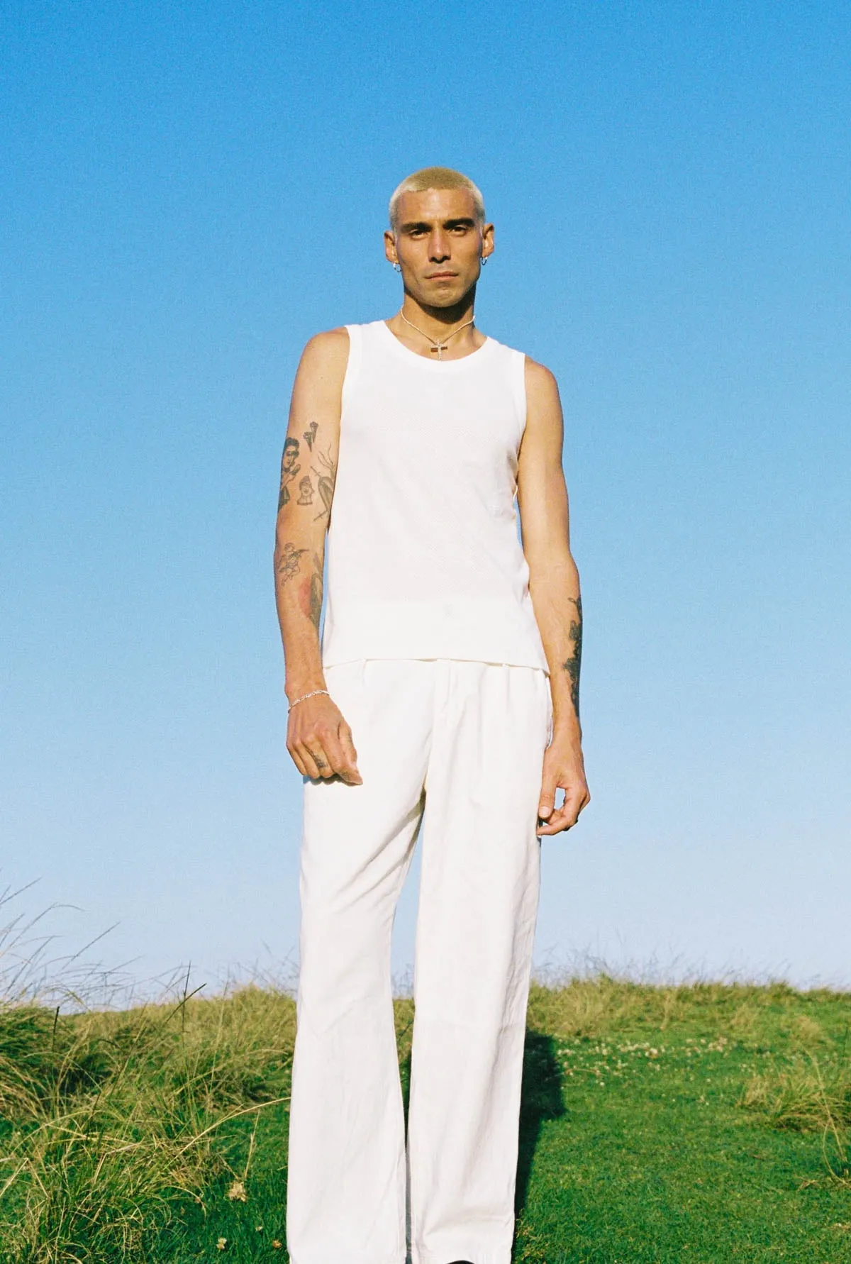 White Cotton Mesh Singlet