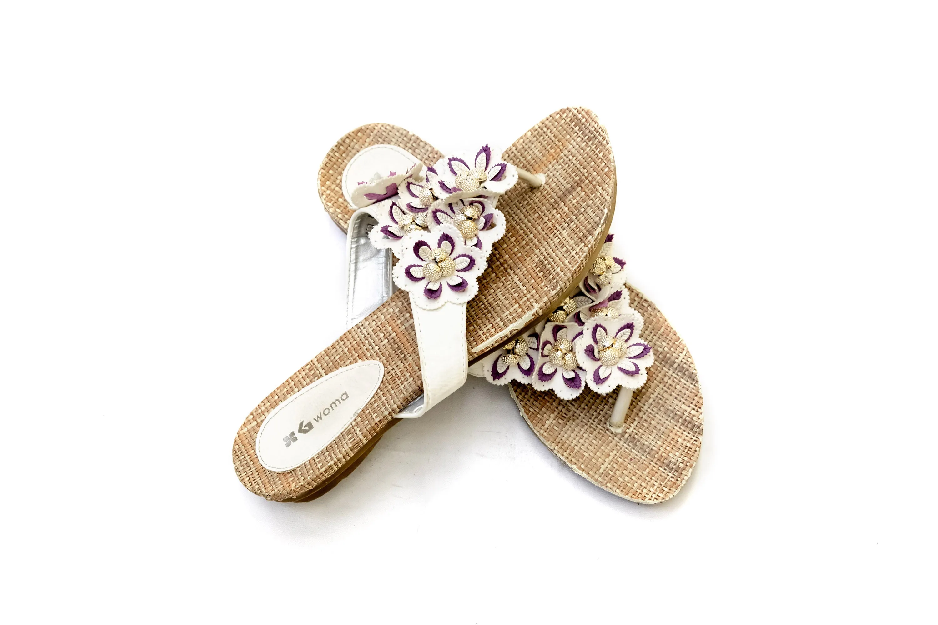 White Floral Flip Flop - Sandals - Women's