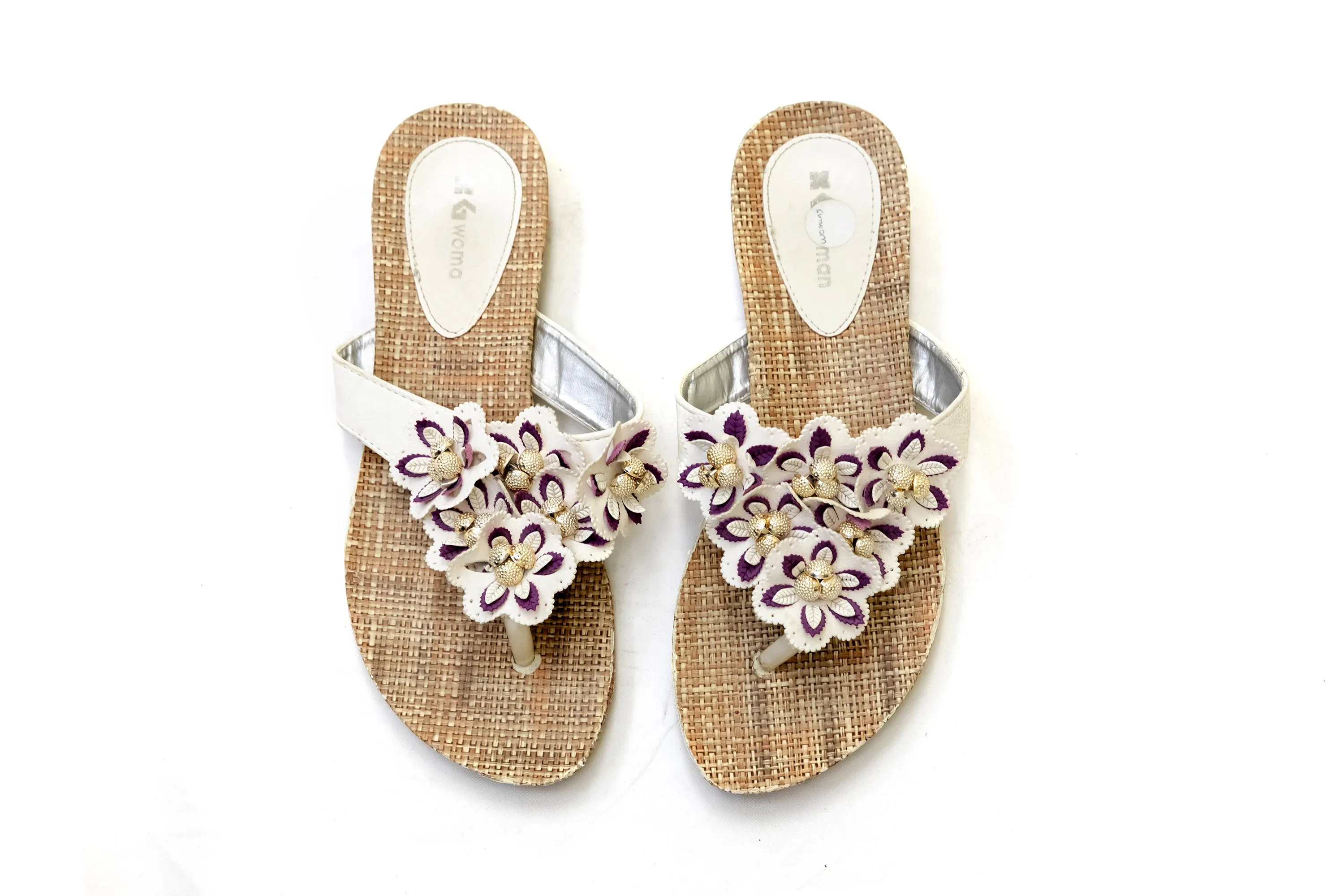 White Floral Flip Flop - Sandals - Women's