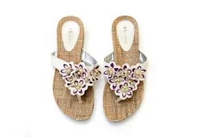 White Floral Flip Flop - Sandals - Women's