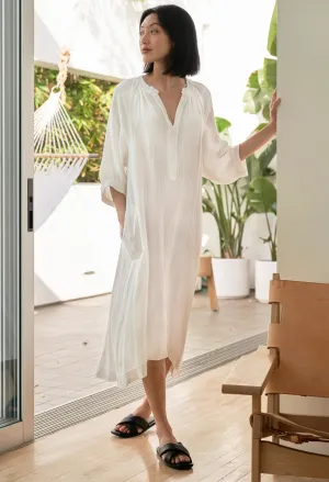 White Gauze Dress with Pockets