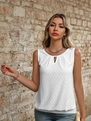 White Sleeveless Lace Top