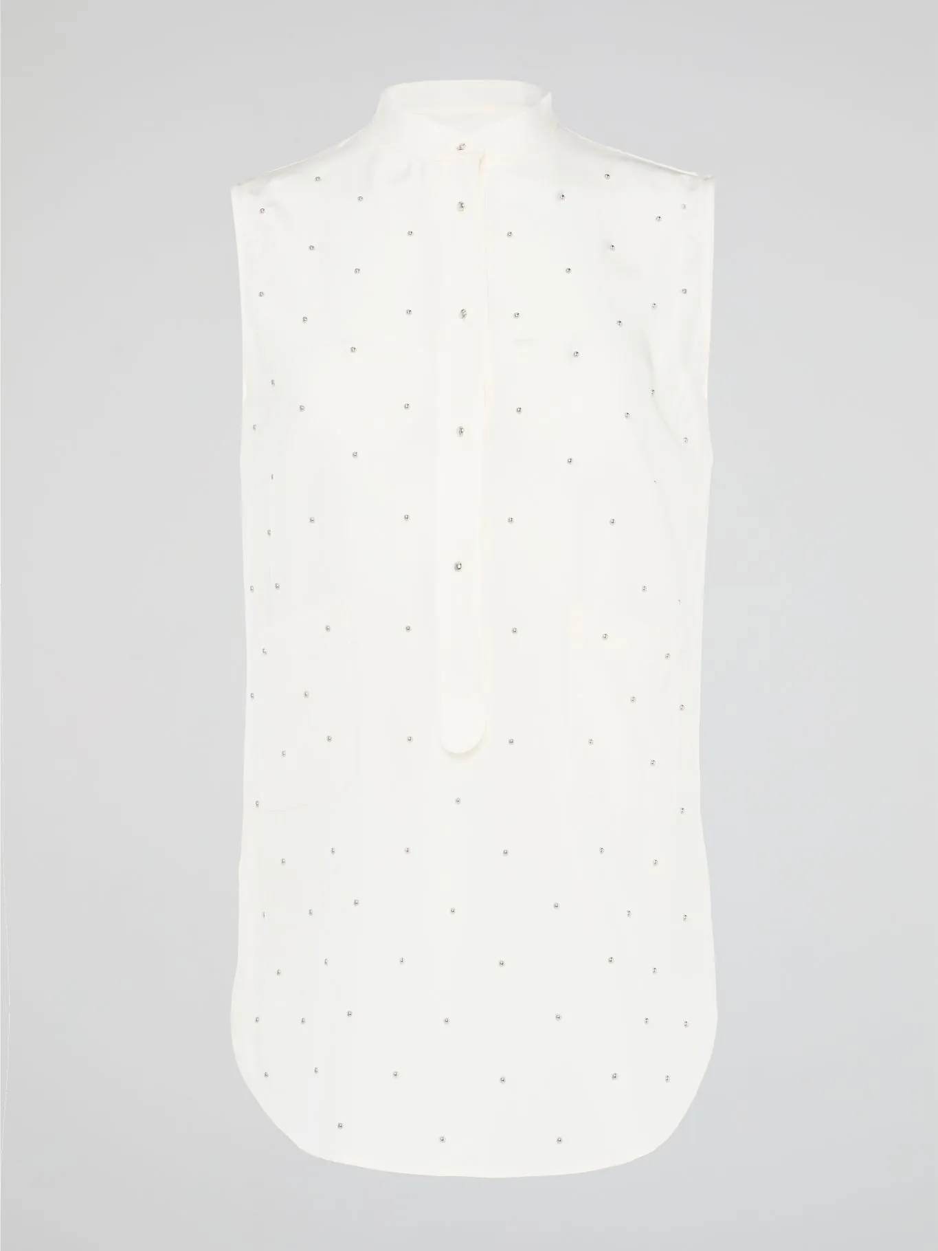 White Studded Sleeveless Shirt