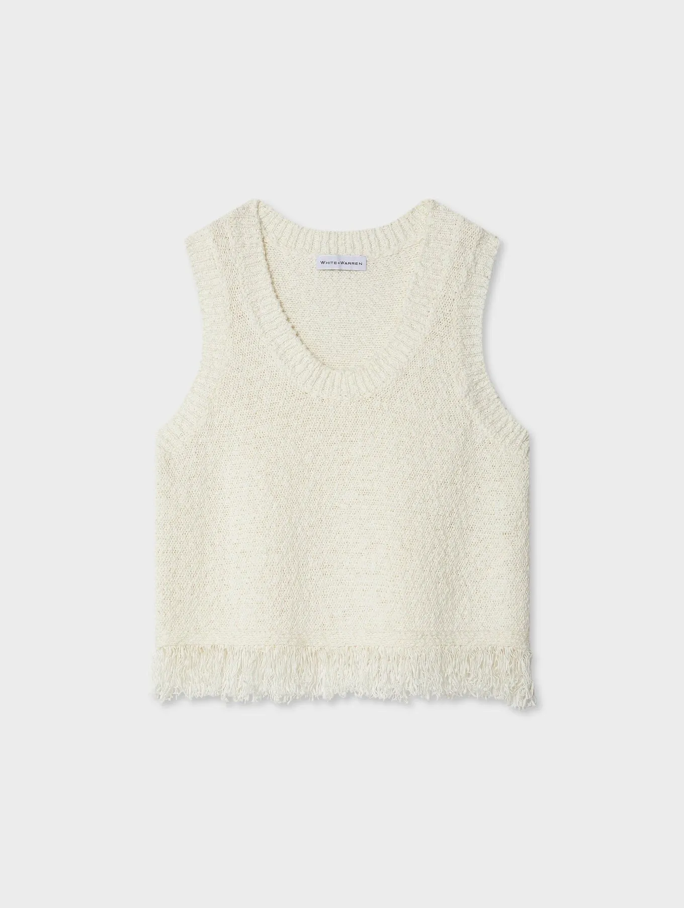 White   Warren Cotton Slub Fringe Tank