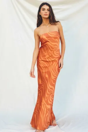 WILDER DAYS STRAPLESS BIAS CUT MAXI DRESS