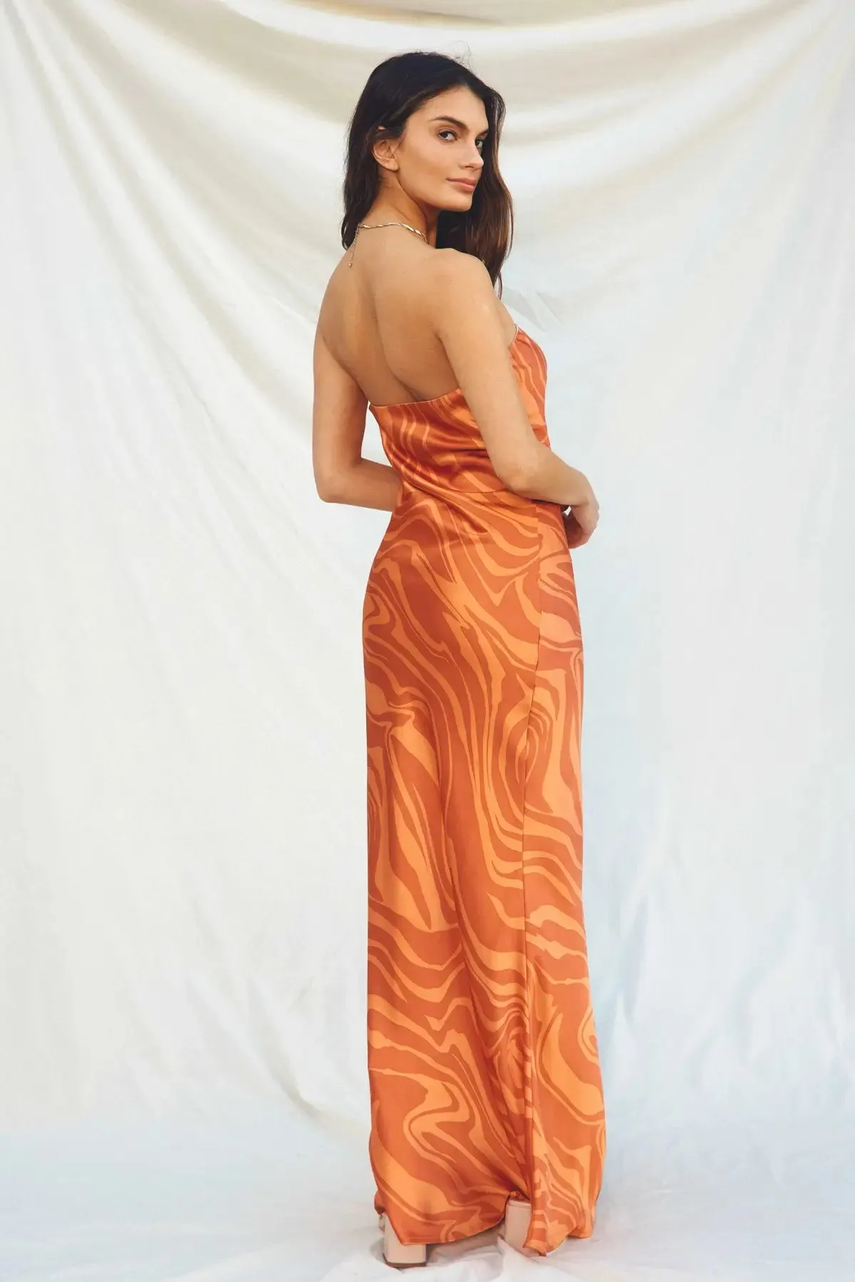 WILDER DAYS STRAPLESS BIAS CUT MAXI DRESS