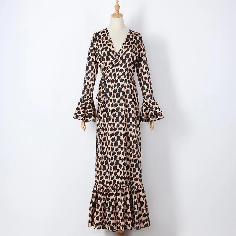 Women Sexy Leopard Summer Long Dresses