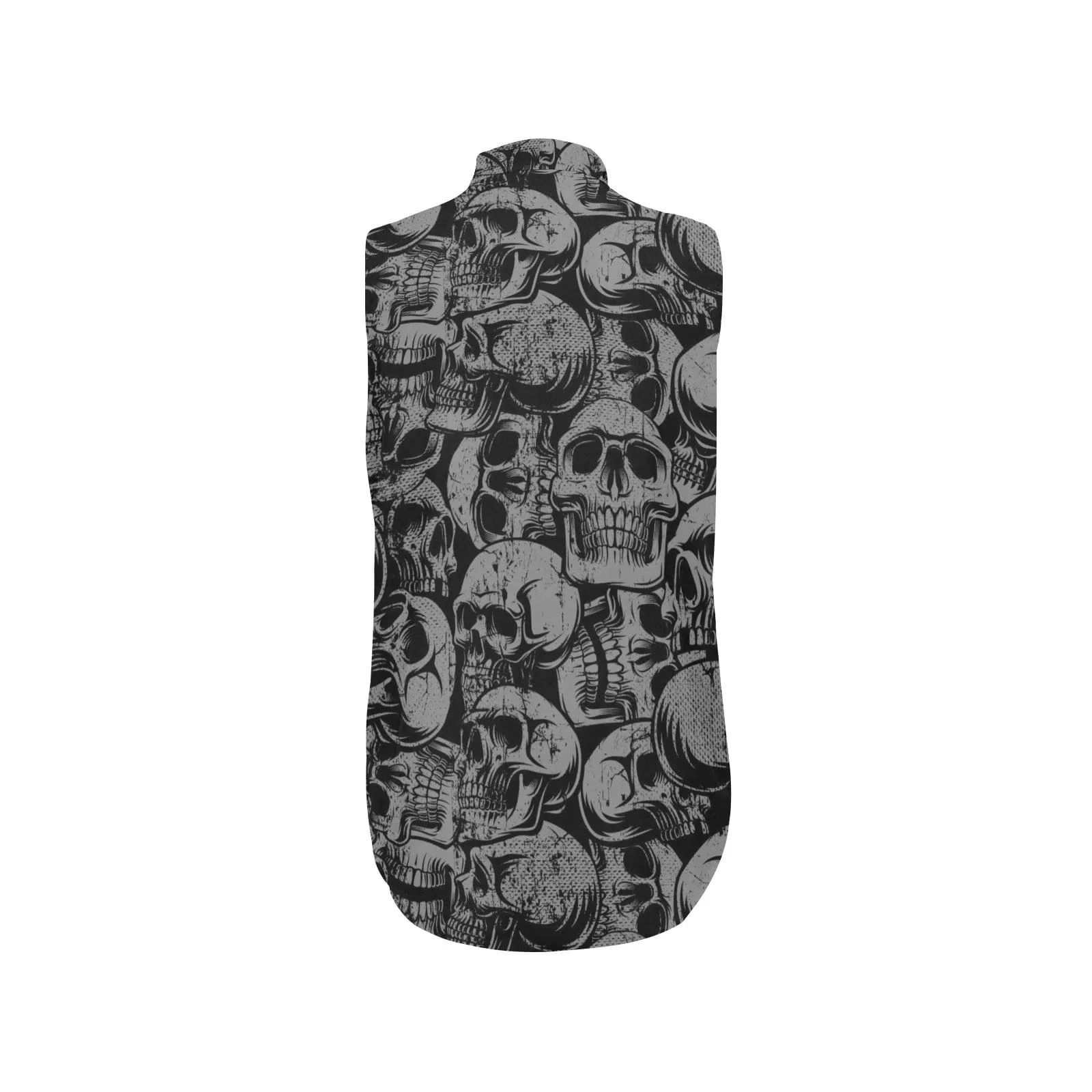 Women's Black Skulls Bow Tie V-Neck Sleeveless Blouse