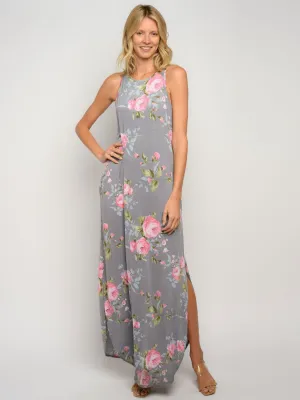 WOMEN'S FLORAL WITH POCKETS MAXI DRESS