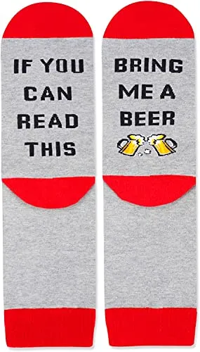 Womens Funny Saying Socks Novelty If You Can Read This Bring Me a Cold Beer Socks Unique Beer Gifts for Beer Lovers, Alcohol Gifts