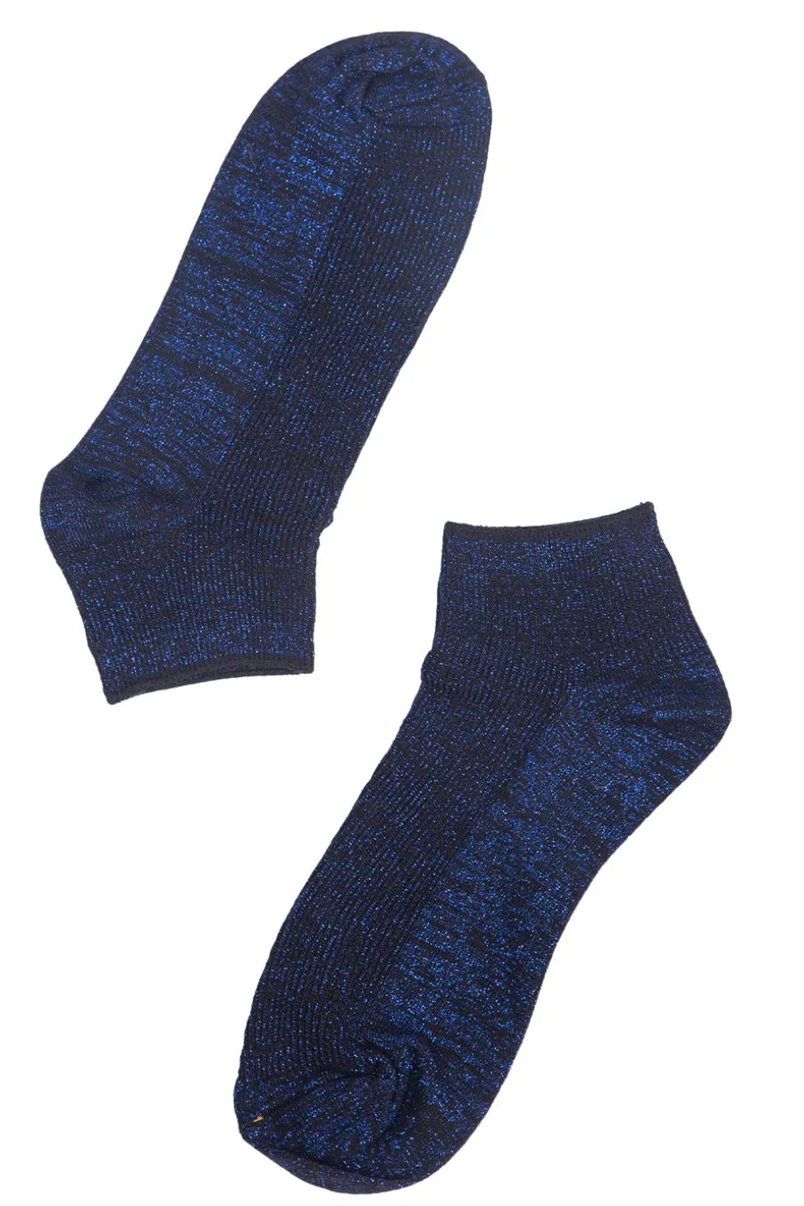 Womens Glitter Anklet Trainer Socks Sparkly Shimmer Royal Blue