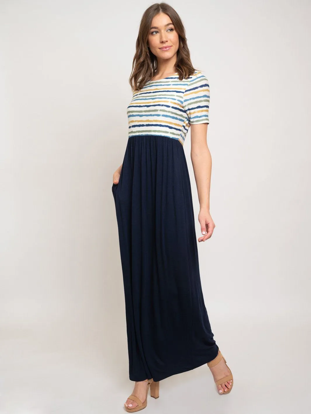 WOMEN'S MAXI STRIPES DRESS