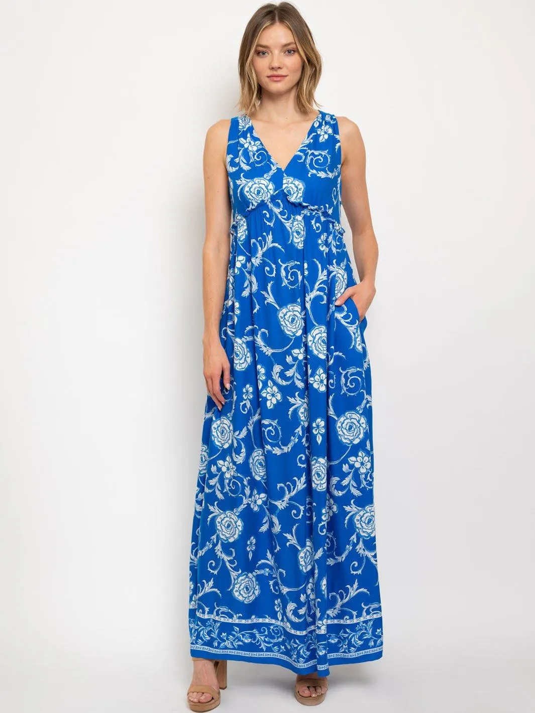 WOMEN'S PETITE FLORAL MAXI DRESS