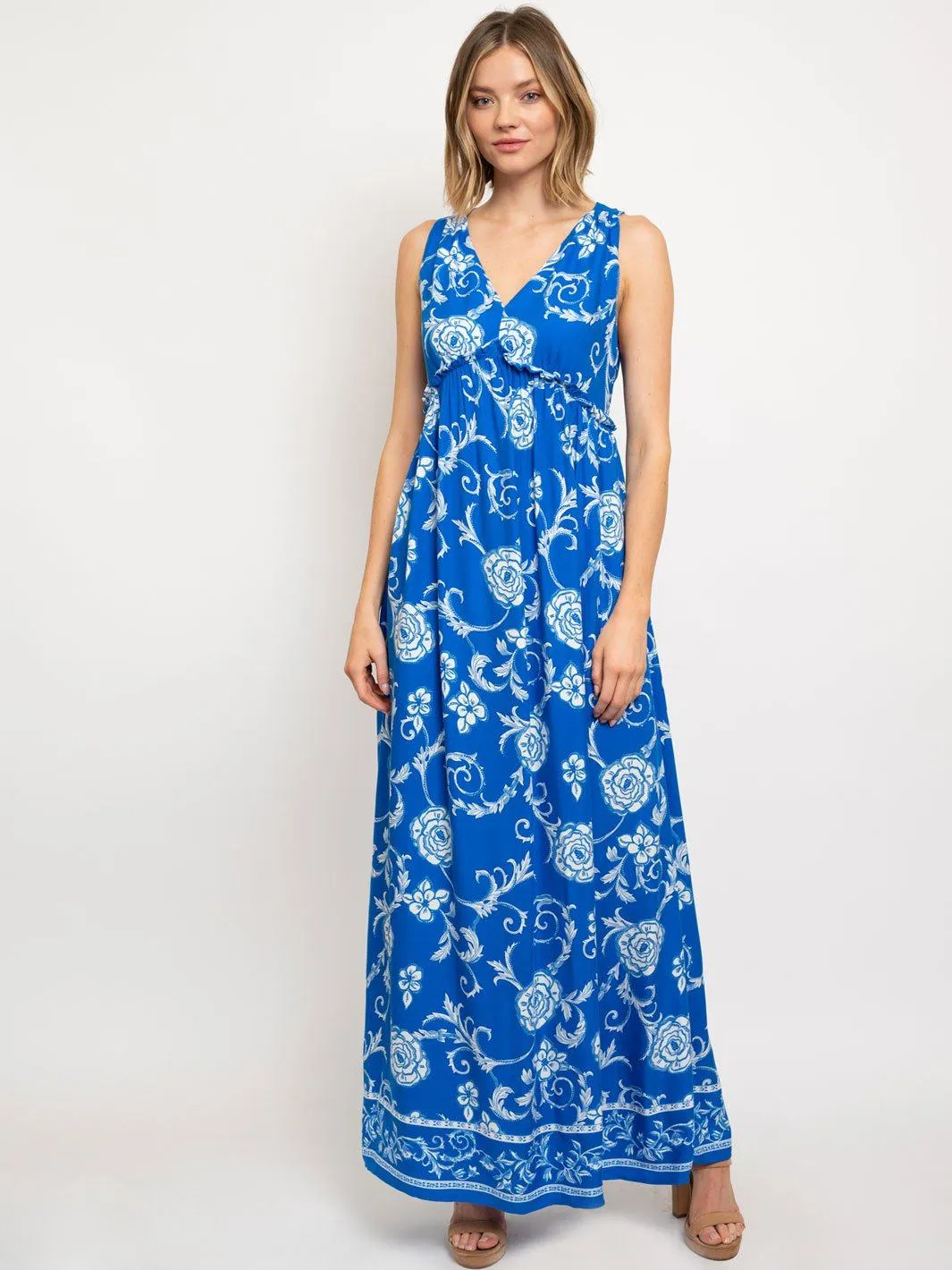 WOMEN'S PETITE FLORAL MAXI DRESS