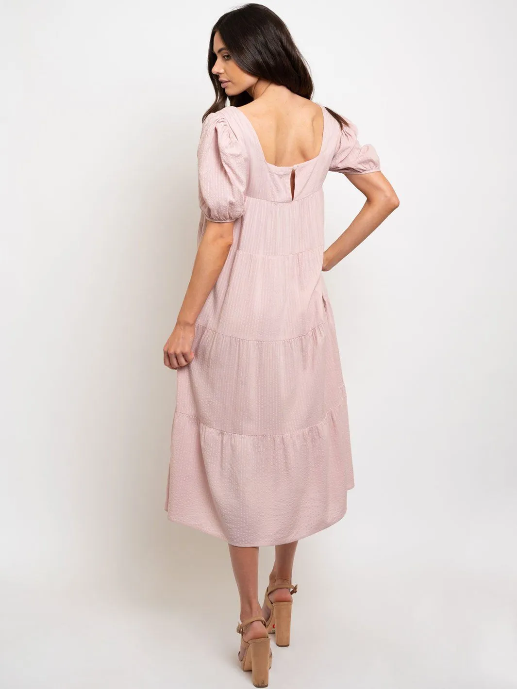 WOMENS SHORT SLEEVE TIERED MAXI DRESS