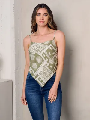 WOMEN'S SLEEVELESS BACK TIE DETAILED BANDANA STYLE CROP TOP