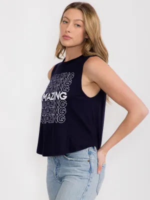 WOMEN'S SLEEVELESS BASIC GRAPHIC TANK TOP