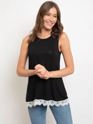 WOMEN'S SLEEVELESS CROCKET DETAILED TOP